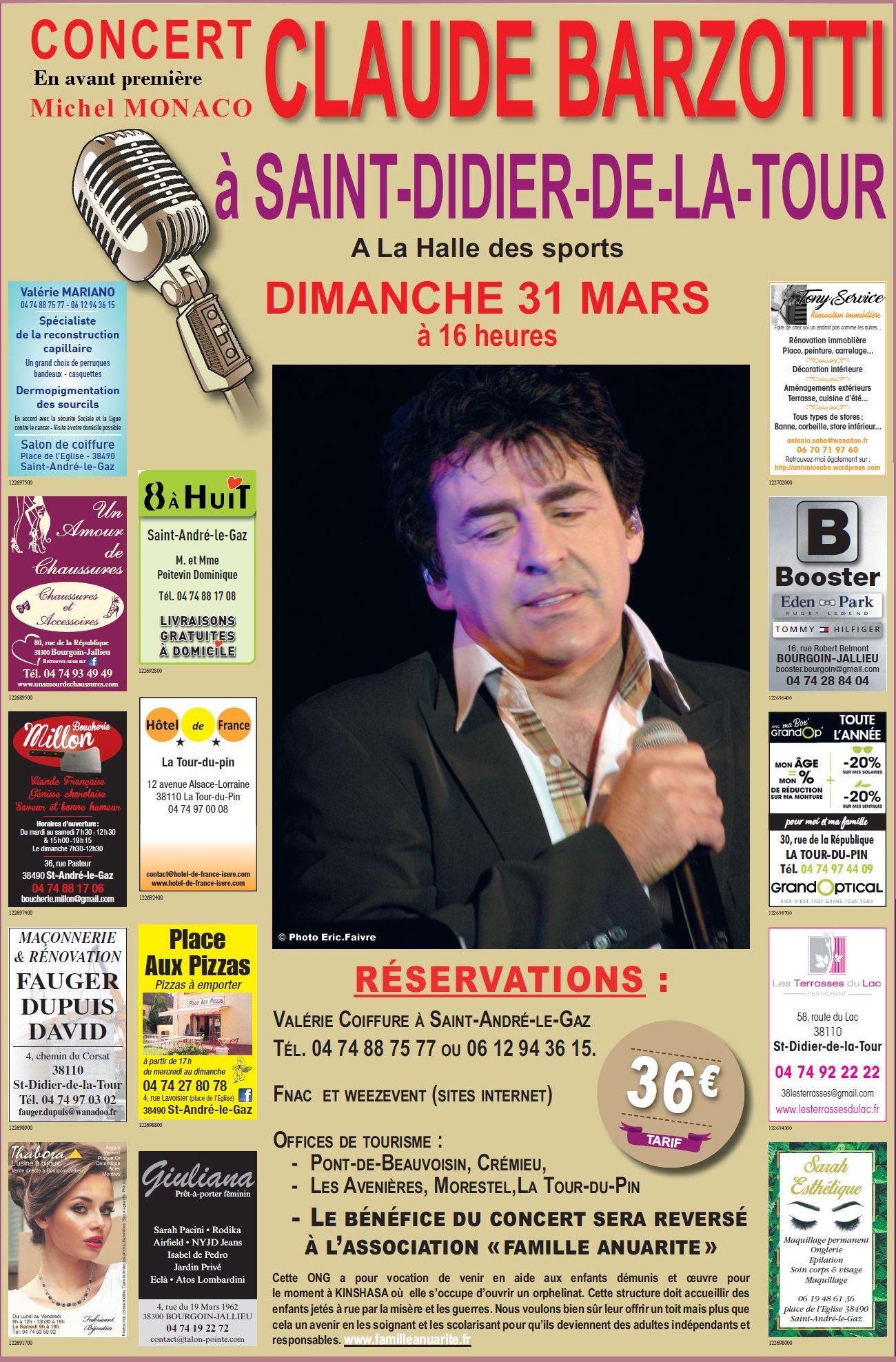 affiche publicitaire concert barzotti 31 mars 2019