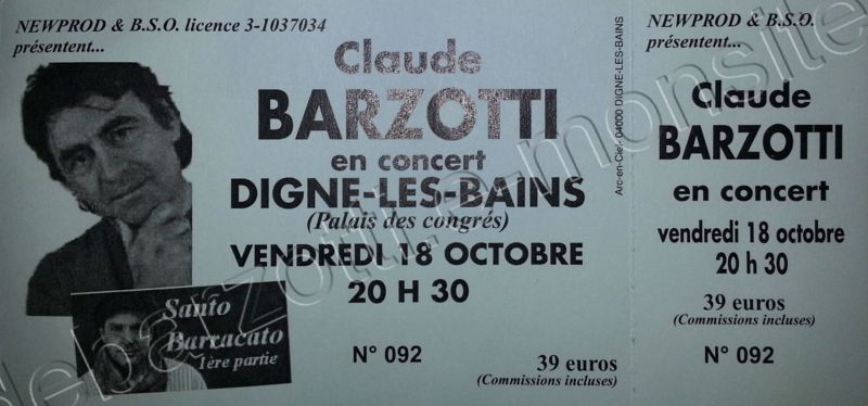 ticket concert Digne les bains vendredi 18 octobre 2013