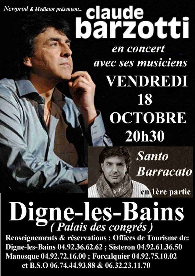 affiche concert Digne les bains vendredi 18 octobre 2013