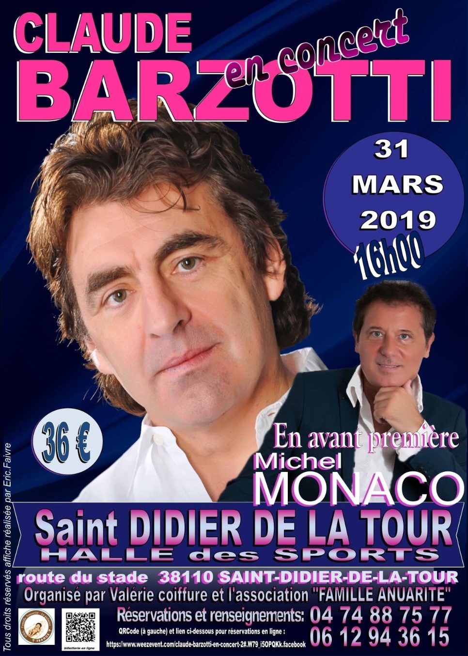 Affiche officielle 31 mars 2019 st didier de la tour concert barzotti