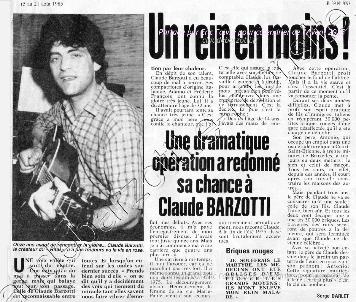 Ici paris 2093 du 15 au 21 aout 1985 p39 prot