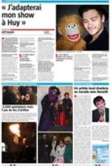 La Meuse Belgique du 4 novembre 2014 (1/6 page + photo) Claude Michel chantera auprès de Barzotti au Canada
