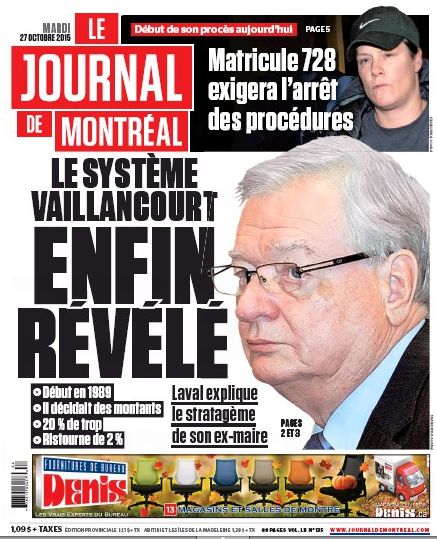 Le Journal de Montréal du 27 octobre 2015 pages 30 (1/8  de page, 1 photo )Barzotti à la soirée Serge Savard: Claude Barzotti accompagné de la talentueuse chanteuse Brigitte M.