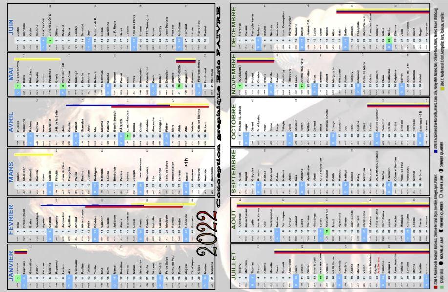 Mini calendrier 2022 verso