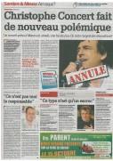 Sud Presse Belgique du vendredi 14 octobre 2011 page 6 (1 page + Photos) Christophe concert fait de nouveau Polémique, un concert à Macon est une fois de plus annulé...